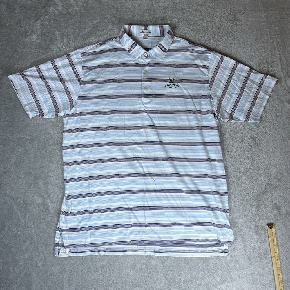 Peter Millar Polo Golf Shirt Mens XL Striped Summer Comfort Blue White